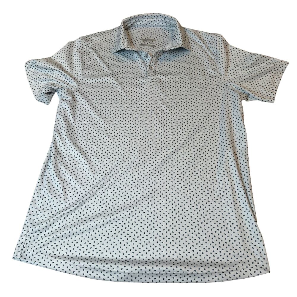Swannies White Floral Print Polo Shirt Large